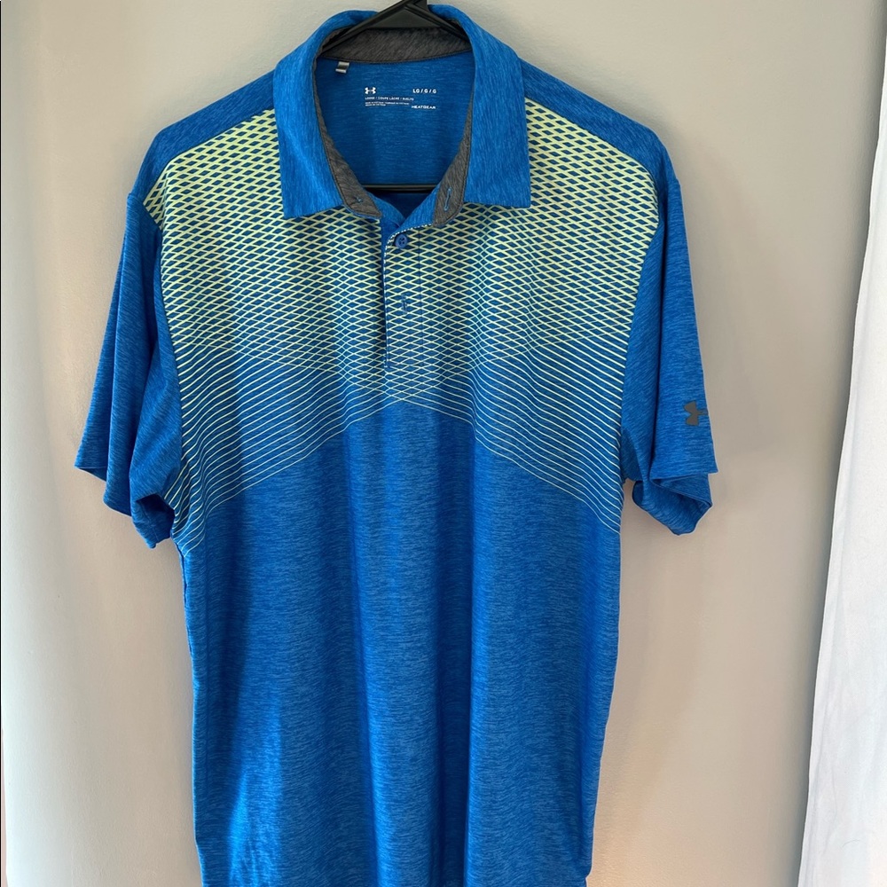 Blue Under Armour Polo with a Neon Pattern